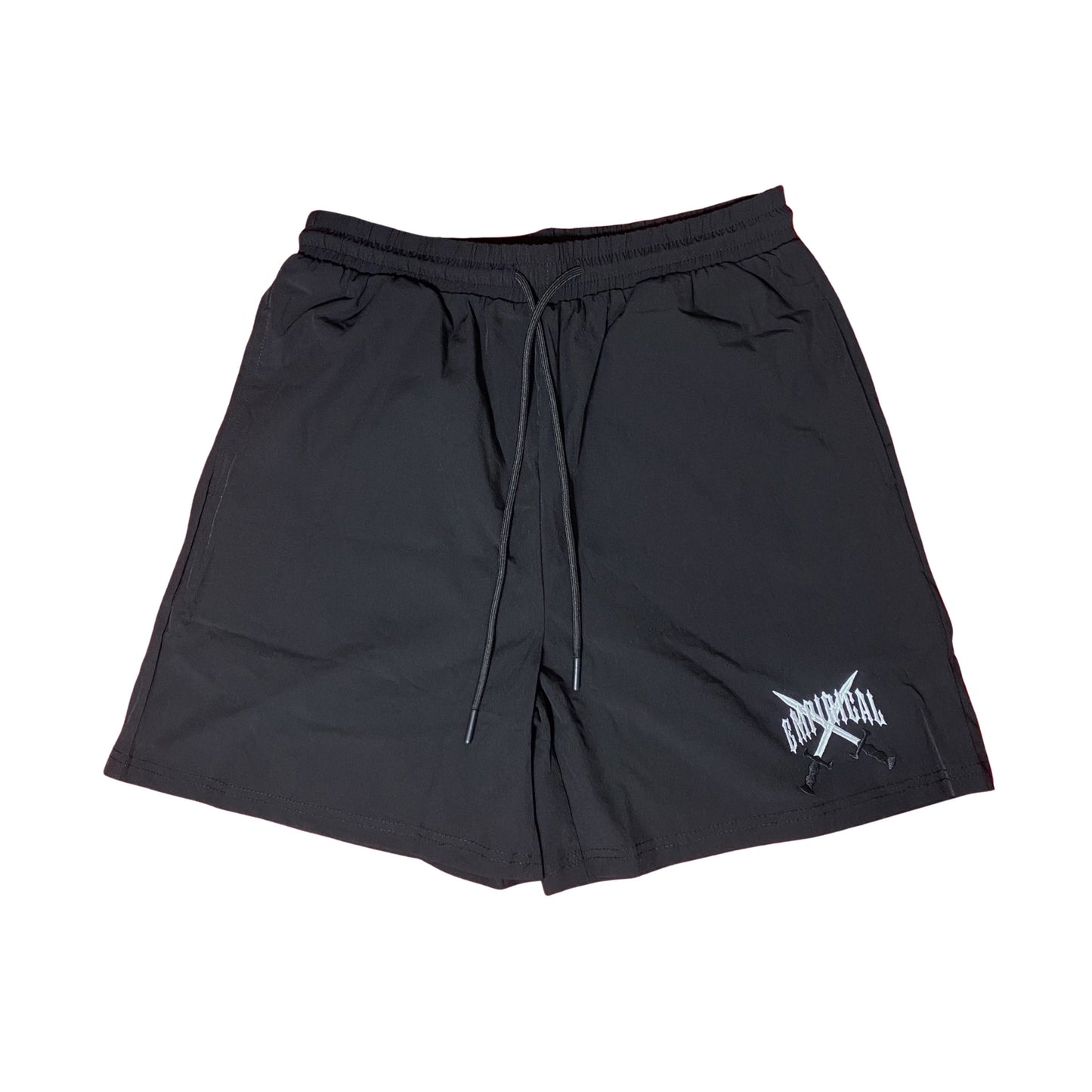 Black Nylon Dagger Shorts